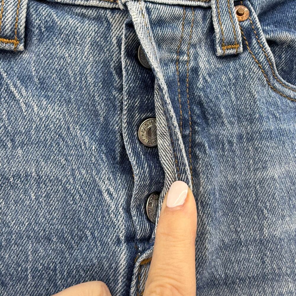 Levi's Premium Wedgie Straight Jeans Women's 25 (2) Blue Big E Button Fly EUC - Picture 3 of 16